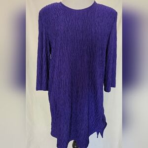 Maren Purple Crinkle Tunic Blouse Top Women's Large Side Tie Vintage